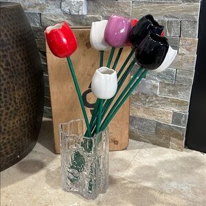 SOLD- 10 vintage ceramic hand painted tulips